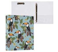 Waassud Carpetas de 3 anillos de 1.5 pulgadas con diseño floral de tucanes redondos decorativos con clip de metal, organizador A4 para el hogar y la oficina, paquete de 2