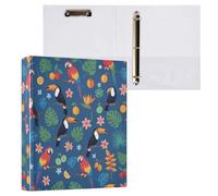 Waassud Carpetas de 3 anillos de 1.5 pulgadas, tucanes, loros, carpeta decorativa de anillos redondos con clip de metal, organizador A4 para el hogar y la oficina, paquete de 2