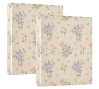 Waassud Carpetas de 3 anillos de dibujos animados florales ramos | Portapapeles con almacenamiento, organizador de anillos en D de 1.5 pulgadas, tapa dura, tamaño carta A4 para el hogar