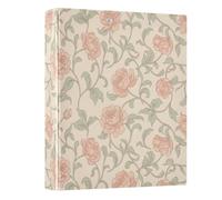 Waassud Carpetas de 3 anillos vintage con diseño floral de melocotón | Portapapeles con almacenamiento, organizador de anillos en D de 1.5 pulgadas, tapa dura, tamaño carta A4 para el hogar
