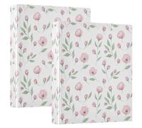 Waassud Carpetas decorativas de 3 anillos con diseño de flores rosas | Portapapeles con almacenamiento, organizador de anillos en D de 1.5 pulgadas, tapa dura, tamaño carta A4 para el hogar