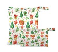 Waassud Christmas Trees - Bolsa húmeda y seca reutilizable, organizador de pañales con 2 bolsillos con cremallera para traje de baño, ropa de gimnasio