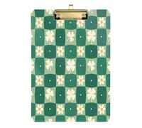 Waassud Clover - Portapapeles ondulado a cuadros con tablero acrílico de almacenamiento, clip de perfil bajo, organizador decorativo para enfermeras, oficina, hogar, 12 x 9 pulgadas