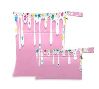 Waassud Colorful Star and Sprinkles - Bolsa reutilizable para guardar pañales, organizador de pañales con 2 bolsillos con cremallera para traje de baño, ropa de gimnasio