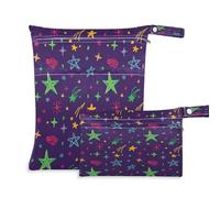 Waassud Colorful Stars - Bolsa reutilizable para guardar pañales, organizador de pañales con 2 bolsillos con cremallera para traje de baño, ropa de gimnasio