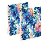 Waassud Colorido blossoms - Cuadernos en espiral recargables A5 rayados, 2 unidades