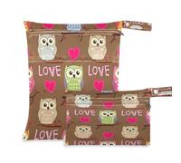 Waassud Colorido búhos húmedos bolsa reutilizable organizador bolsa de pañales con 2 bolsillos con cremallera para traje de baño ropa de gimnasio