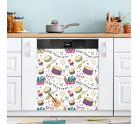 Waassud Colorido carnaval imán para lavavajillas, cubierta magnética decorativa para lavaplatos, reutilizable, cubierta adhesiva para panel frontal, 58.6 cm de ancho x 66.0 cm de alto