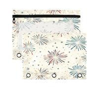 Waassud Colorido estuche para lápices de fuegos artificiales para carpeta de 3 anillas, paquete de 2 estuches con cremallera suave transparente para suministros escolares, multicolor, one sizex2