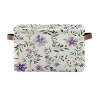 Waassud Contenedores de almacenamiento plegables de flores de acuarela, cestas de lona impermeables con asas, organizadores grandes para armario y hogar, para estantes, oficina, lavandería, 1 paquete