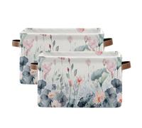 Waassud Contenedores de almacenamiento plegables florales de acuarela impermeables con asas, organizadores grandes para armario y hogar, para estantes, oficina, lavandería, paquete de 2