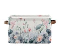 Waassud Contenedores de almacenamiento plegables florales de acuarela impermeables con asas, organizadores grandes para armario y hogar, para estantes, oficina, lavandería, 1 paquete