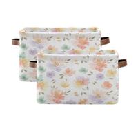 Waassud Contenedores de almacenamiento plegables florales de acuarela primaveral, cestas de lona impermeables con asas, organizadores grandes para armario y hogar, para estantes, oficina, lavandería