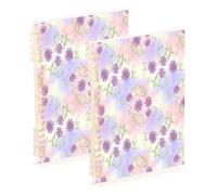 Waassud Cuaderno de espiral con diseño de margaritas, color crema, lavanda, recargable, A5, rayado, 1 unidad