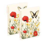 Waassud Cuaderno de espiral con diseño de mariposas y flores silvestres, recargable, 1 unidad