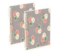 Waassud Cuaderno de espiral con diseño de rosas color crema, rellenable, tamaño A5, 1 unidad