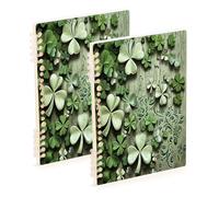 Waassud Cuaderno de espiral con diseño de trébol de cuatro hojas, recargable, A5, rayado, 1 unidad
