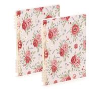 Waassud Cuaderno de espiral con diseño floral rojo rellenable, tamaño A5, 1 unidad