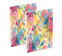 Waassud Cuaderno de espiral floral de acuarela recargable, A5, rayado, 1 unidad