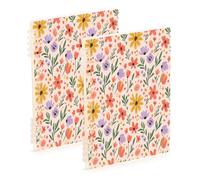 Waassud Cuaderno de espiral floral pintado a mano, recargable, A5, rayado, 1 unidad