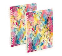 Waassud Cuadernos abstractos florales en espiral, recargables, tamaño A5, 2 unidades