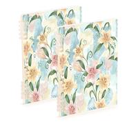 Waassud Cuadernos de espiral con diseño de flores de lirio pastel, recargables, A5, rayados, 2 unidades