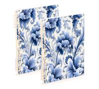 Waassud Cuadernos de espiral con diseño floral azul, recargables, tamaño A5, 2 unidades