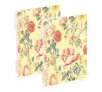 Waassud Cuadernos de espiral con diseño floral vintage, recargables, tamaño A5, 2 unidades