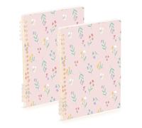 Waassud Cuadernos de espiral con diseño floral y hojas, recargables, A5, rayados, 2 unidades