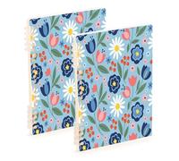 Waassud Cuadernos de espiral con margaritas florales azules, recargables, A5, rayados, 2 unidades