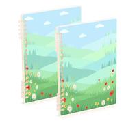 Waassud Cuadernos de espiral con patrón de pradera, recargables, tamaño A5, 2 unidades