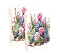 Waassud Cuadernos de espiral de cactus de acuarela para el trabajo, la universidad, cuadernos con rayas desmontables, cuaderno de notas, 60 páginas, A5, suministros de oficina, 1 paquete