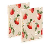 Waassud Cuadernos de espiral de fresas de acuarela para el trabajo, la universidad, cuadernos con rayas desmontables, cuaderno de notas, 60 páginas, A5, suministros de oficina, 1 paquete