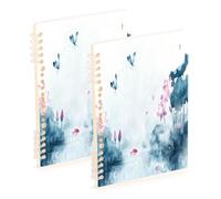 Waassud Cuadernos de espiral de loto de acuarela para el trabajo, la universidad, cuadernos con rayas desmontables, cuaderno de notas, 60 páginas, A5, suministros de oficina, paquete de 2