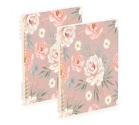 Waassud Cuadernos de espiral de peonías de acuarela, recargables, A5, rayados, 2 unidades