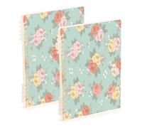 Waassud Cuadernos de espiral de racimos florales vintage, recargables, A5, rayados, 2 unidades