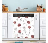Waassud Cubierta magnética decorativa magnética para lavavajillas con diseño de rosas, reutilizable, para panel frontal, 58,6 cm de ancho x 66 cm de alto