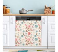 Waassud Cubierta magnética decorativa magnética para lavavajillas con diseño floral vintage, reutilizable, para panel frontal, 58,6 cm de ancho x 66 cm de alto