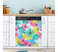 Waassud Cubierta magnética decorativa para lavavajillas, diseño floral tropical, cubierta magnética para lavavajillas, reutilizable, para panel frontal, 58.6 cm de ancho x 66.0 cm de alto
