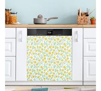 Waassud Cubierta magnética magnética para lavavajillas con diseño de flores silvestres de color amarillo brillante, reutilizable, para el panel frontal, 58,6 cm de ancho x 66 cm de