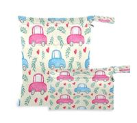 Waassud Cute Cars - Bolsa reutilizable para guardar pañales, con 2 bolsillos con cremallera para traje de baño, ropa de gimnasio