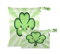 Waassud Cute Clover - Bolsa reutilizable para guardar pañales, organizador de pañales con 2 bolsillos con cremallera para traje de baño, ropa de gimnasio, multicolor, Talla única, moderno