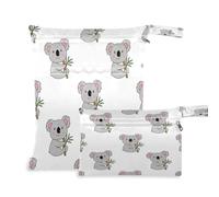 Waassud Cute Koalas - Bolsa reutilizable para guardar pañales, organizador de pañales con 2 bolsillos con cremallera para traje de baño, ropa de gimnasio