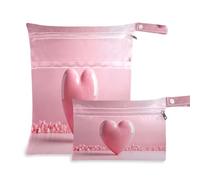 Waassud Cute Love Heart - Bolsa reutilizable con diseño de corazón, organizador de pañales con 2 bolsillos con cremallera para traje de baño, ropa de gimnasio, multicolor, Talla única, moderno