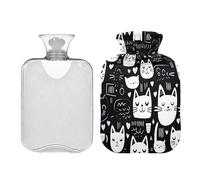 Waassud Divertida botella de agua caliente con diseño de pata de gato con funda suave, bolsa de agua caliente para aliviar el dolor, almohadilla térmica de agua de 2 litros para cuello y hombro