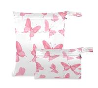 Waassud Elegante mariposa húmeda bolsa seca reutilizable bolsas húmedas organizador bolsa de pañales organizando bolsas con 2 bolsillos con cremallera para traje de baño ropa de gimnasio, multicolor,