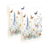 Waassud Encantadores cuadernos de espiral con diseño de flores y mariposas, rellenables, 2 unidades