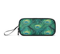 Waassud Estuche de plumas de pavo real de gran capacidad, con 3 compartimentos, bolsa de nailon con cremallera para artistas de oficina