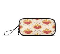 Waassud Estuche para lápices con diseño de corazones de llamas, gran capacidad, 3 compartimentos, bolsa de nailon con cremallera para artistas de oficina