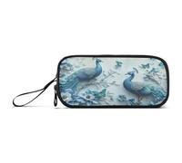 Waassud Estuche para lápices con diseño de pavo real azul, gran capacidad, estuche para lápices, estuche estético con cremallera para organizador de oficina, Multicolor, Estuche para lápices